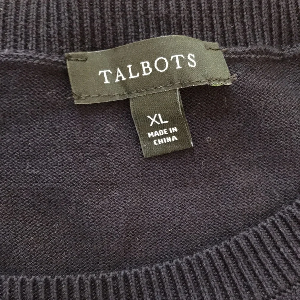 Talbots XL navy Colorful Heart Pattern cotton blend Sweater. - Picture 5 of 8